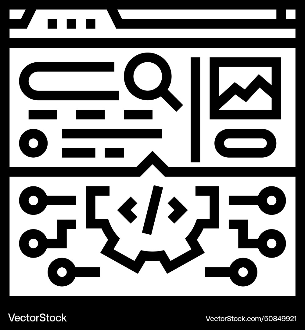 Search algorithm seo line icon Search algorithm seo line icon vector image