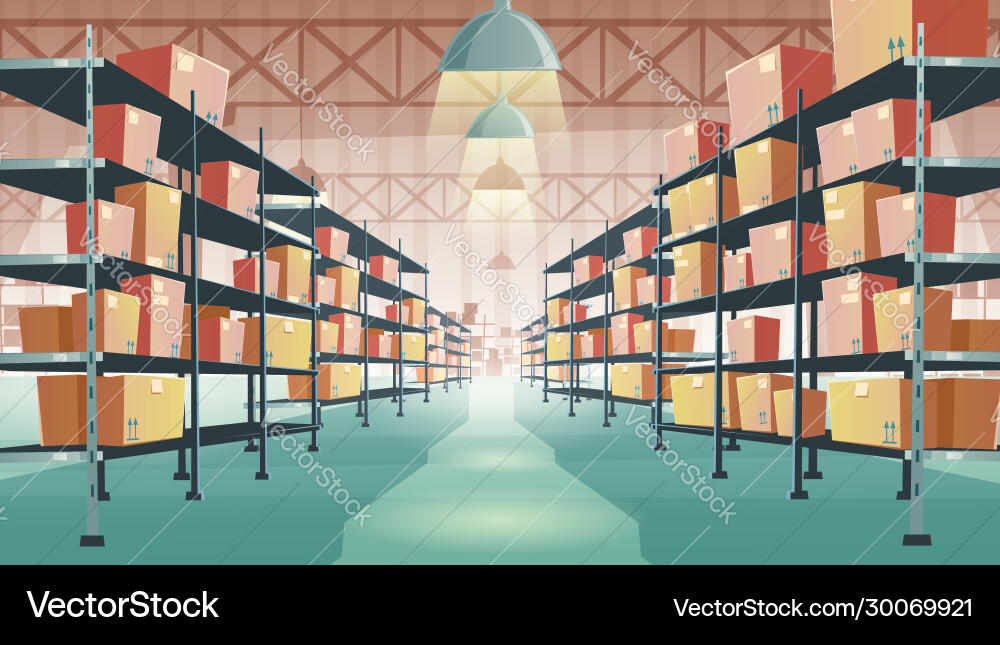 Warehouse Interior with Boxes Royalty Free Vector Image