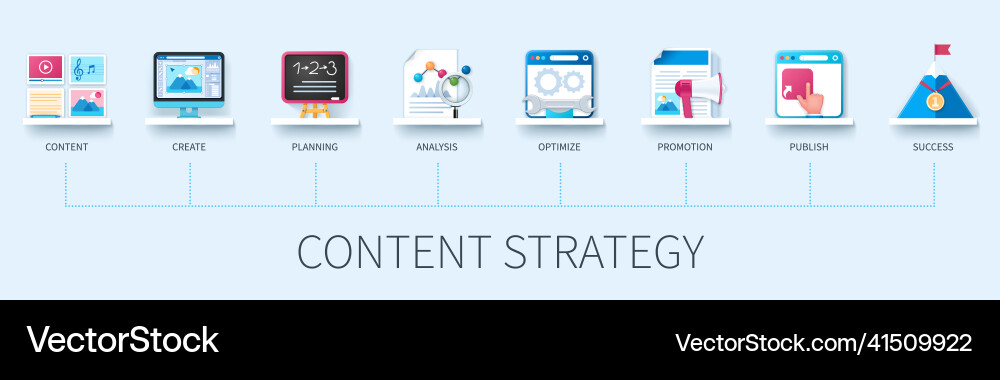 Content strategy banner with icons vector image