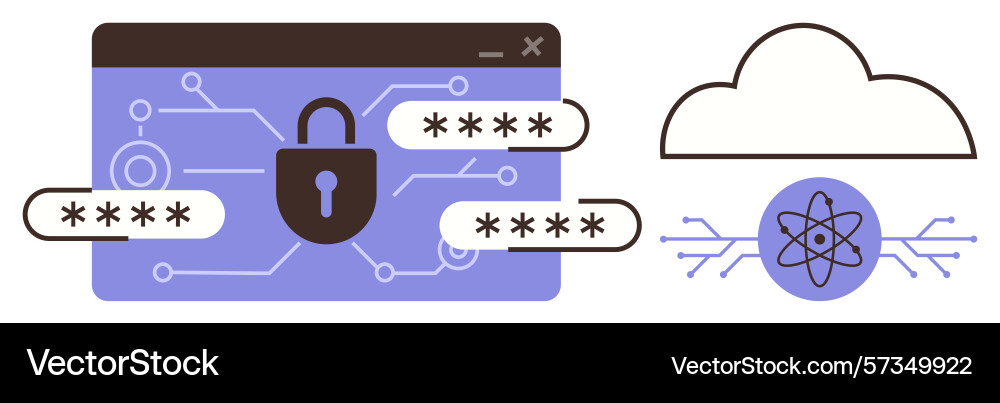 Digital security concept with cloud computing Digital security concept with cloud computing vector image