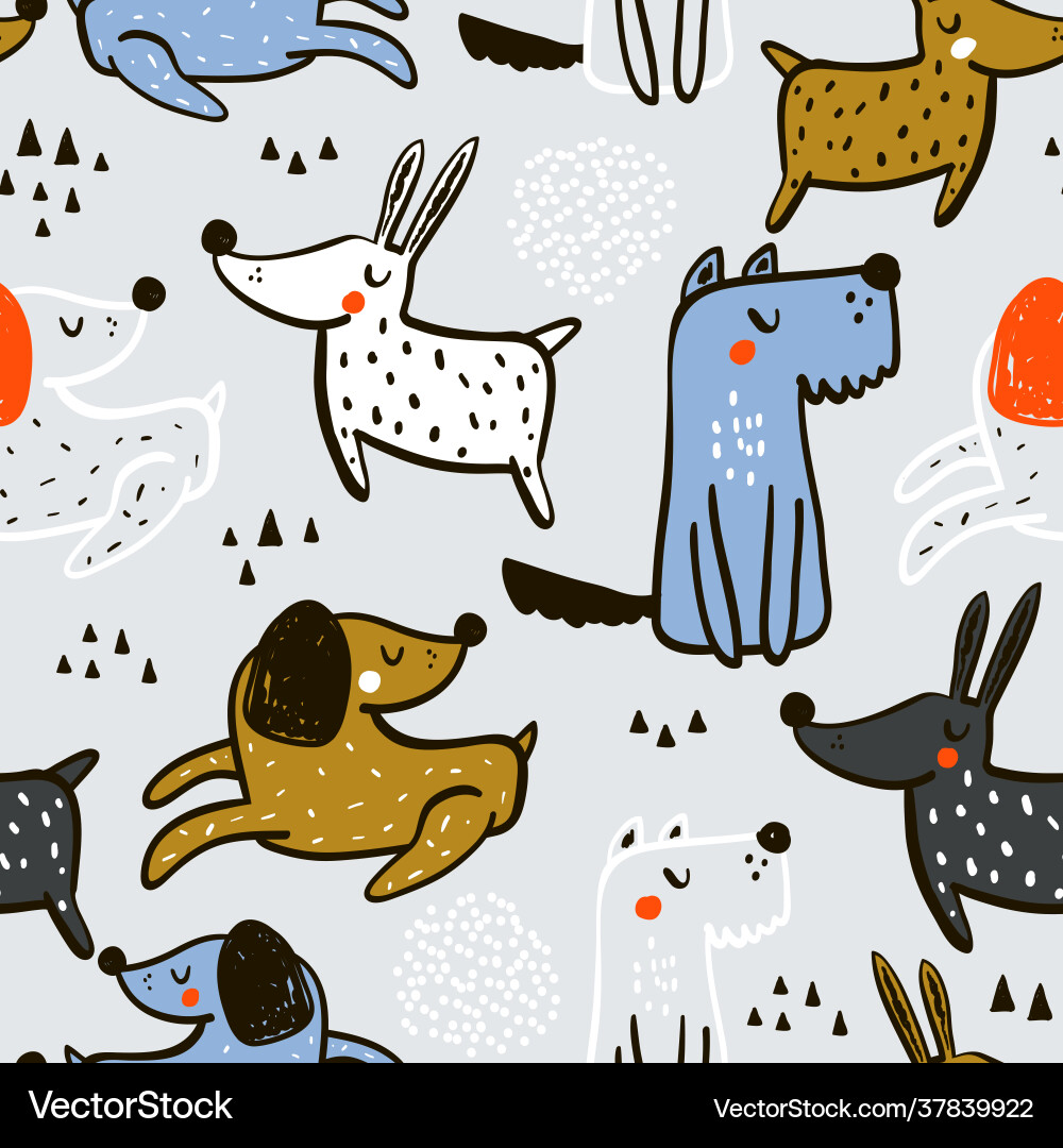 Playful Dog Pattern vector image
