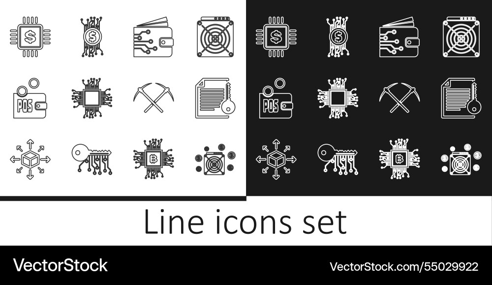 Set line asic miner smart contract cryptocurrency Set line asic miner smart contract cryptocurrency vector image
