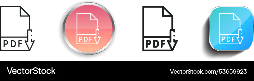 Download pdf icon thin linear regular and button vector image