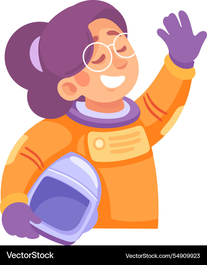 Girl astronaut character in outer space exploring Vector Image