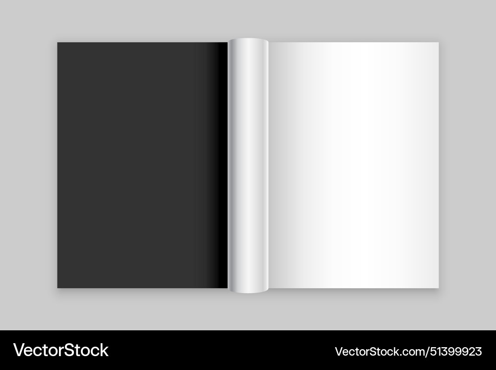 Realistic white and black empty page curl template vector image