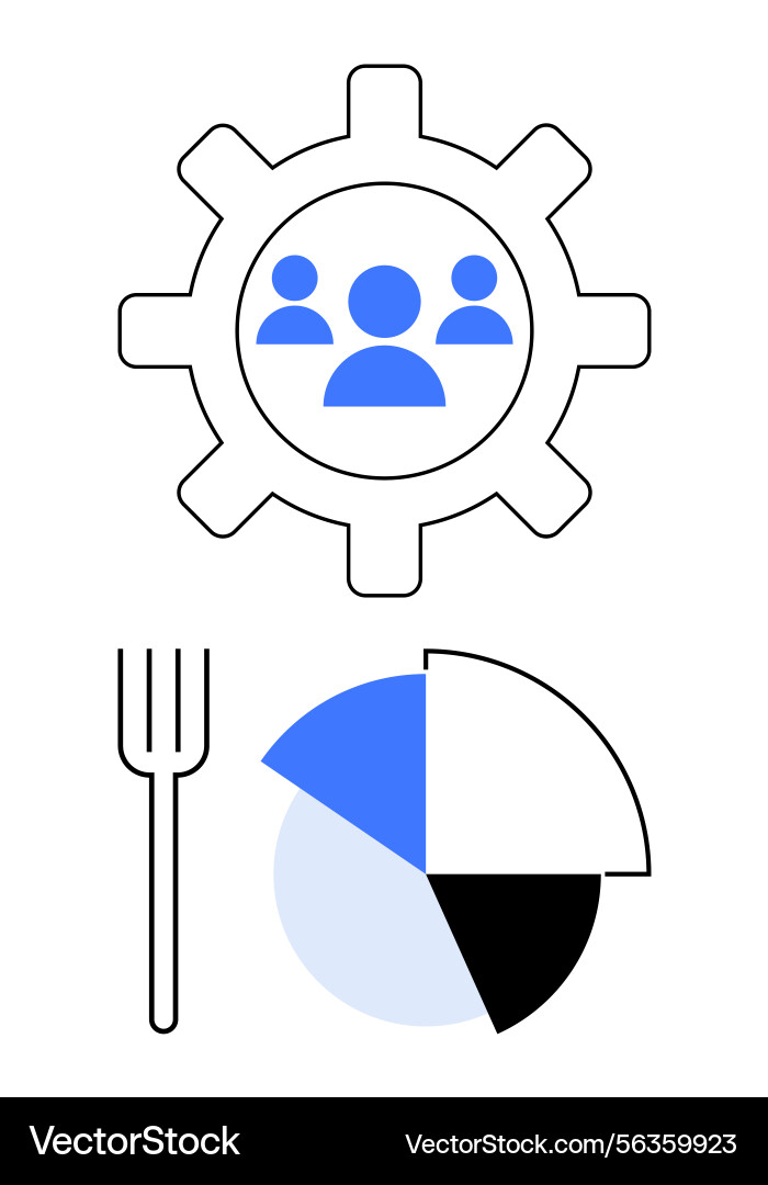 Team collaboration in workflow with data analysis Team collaboration in workflow with data analysis Vector Image