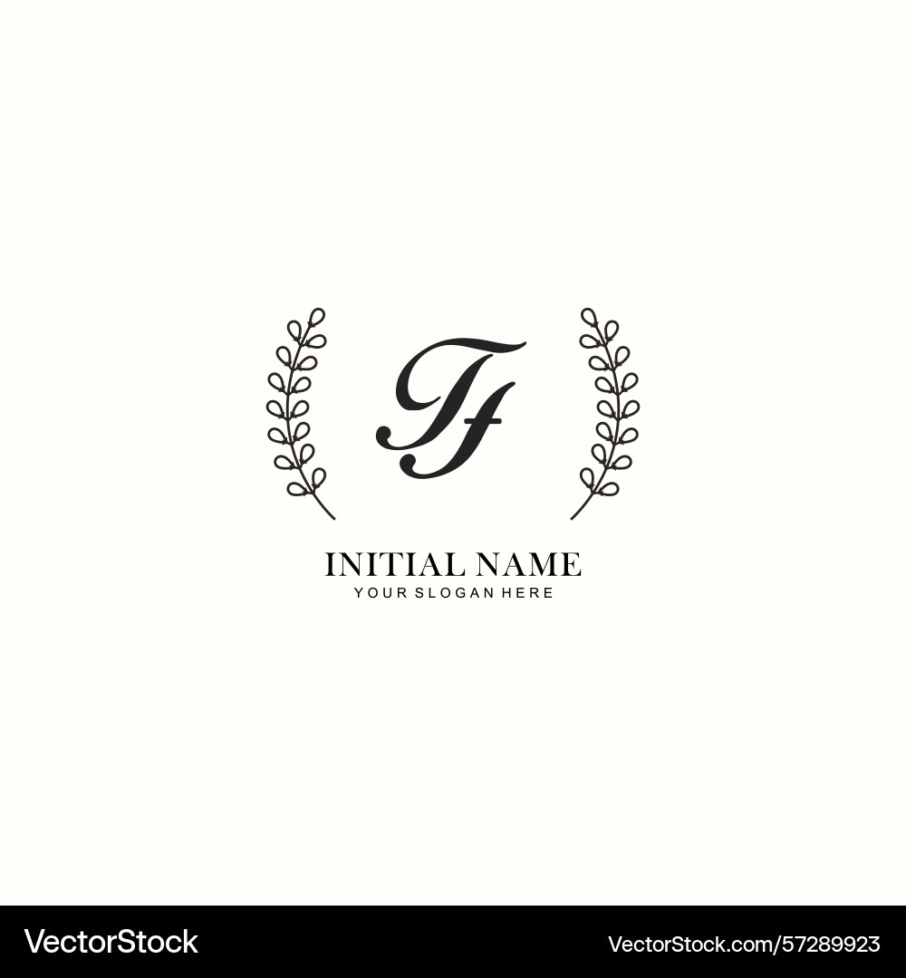 Tf initial logo templates with botanical elements Tf initial logo templates with botanical elements Vector Image