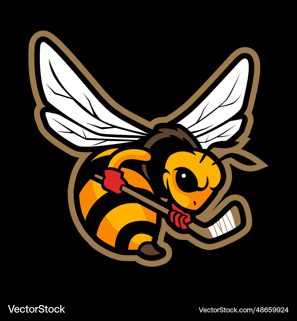 Bee Hockey Mascot Logo Vector Image