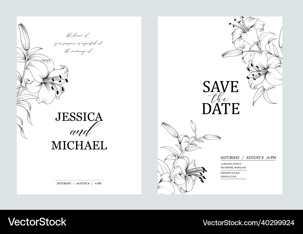 Botanical Wedding Invitation Card Vector Image