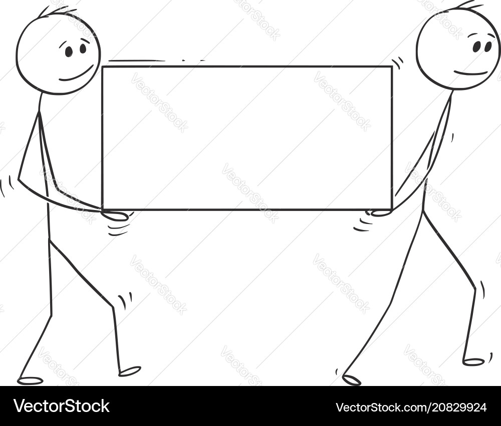 Cartoon of two man or businessmen carrying big Cartoon of two man or businessmen carrying big vector image