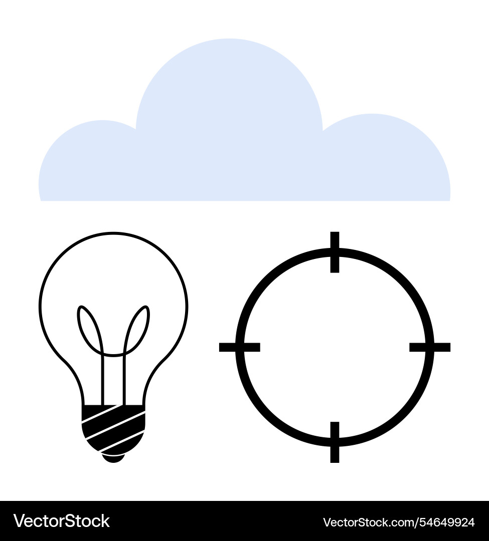 Cloud computing concept with light bulb and target Cloud computing concept with light bulb and target Vector Image