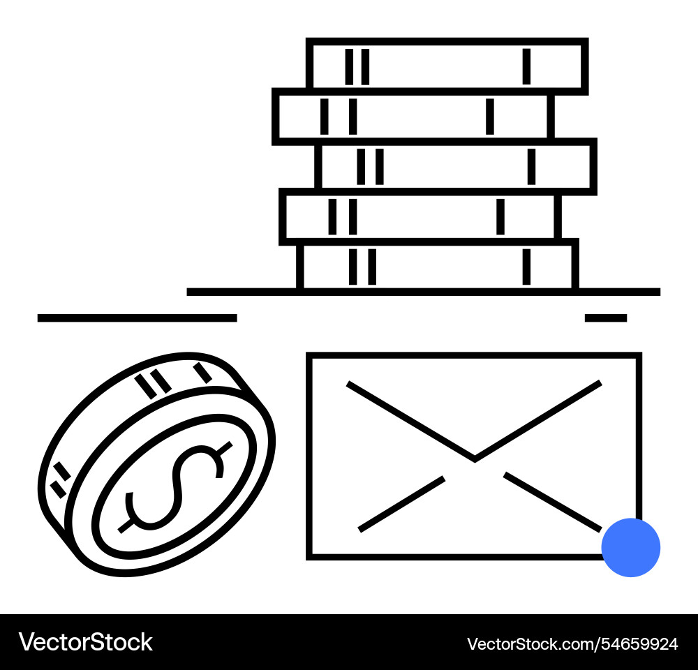 Coin envelope and stack of database servers Vector Image