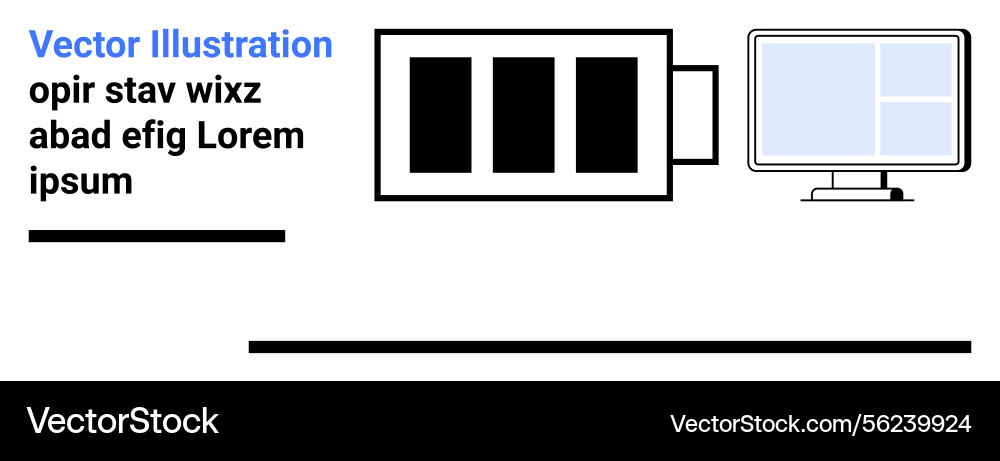 Data storage system connected to desktop computer Vector Image