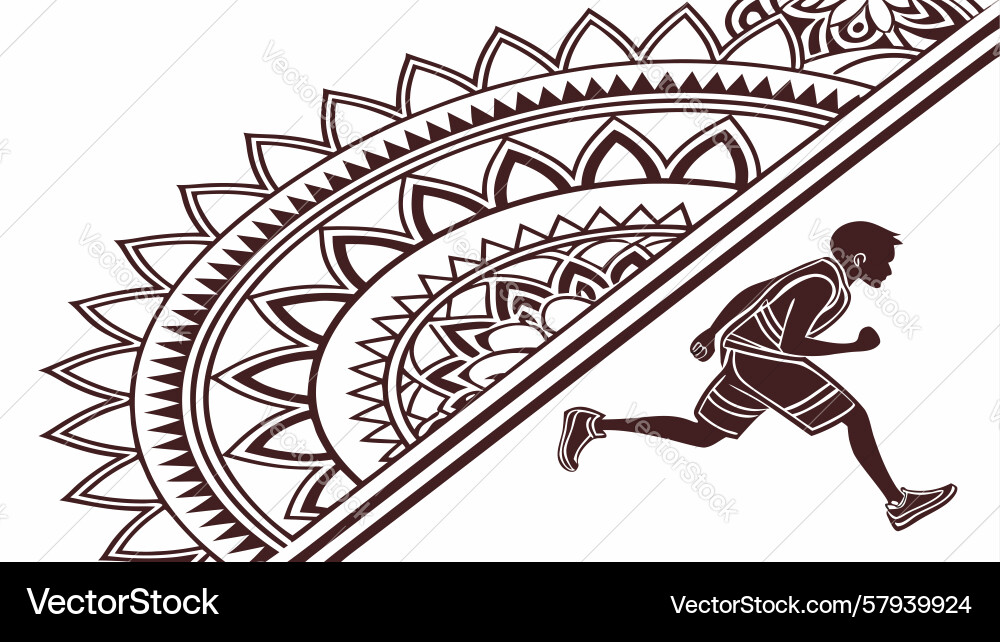 Dynamic Runner with Intricate Pattern Vector Image