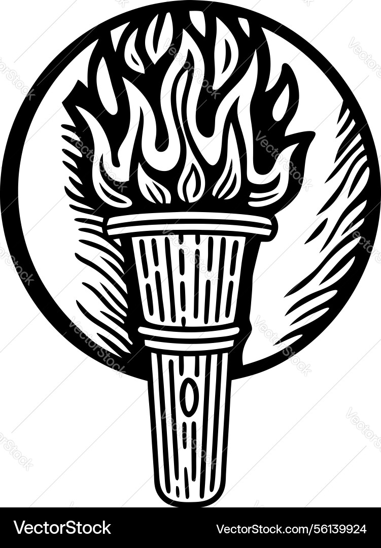 Flaming torch with circular background Flaming torch with circular background Vector Image