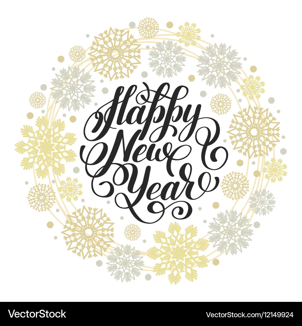 Happy New Year Snowflake Logo Vector Image