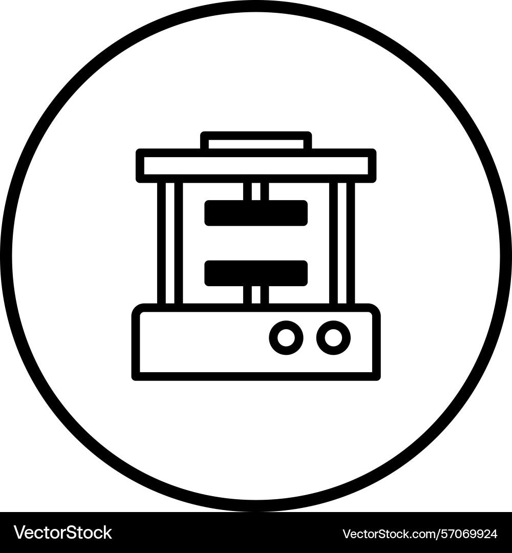 Minimalist of a press machine within circular Minimalist of a press machine within circular vector image