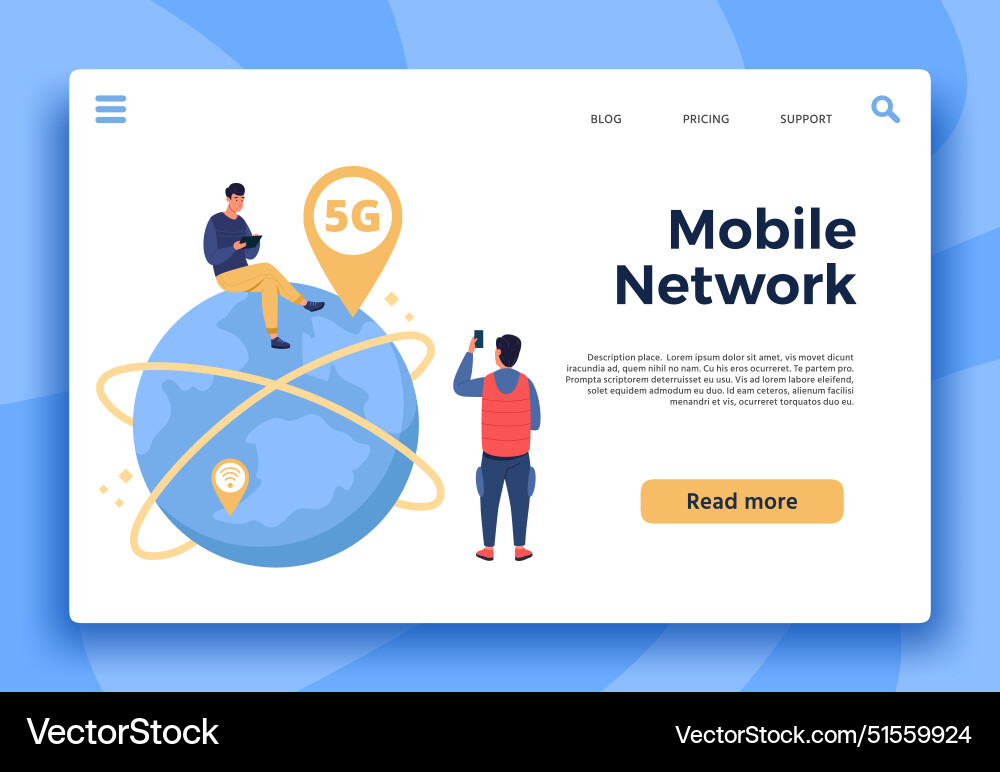 Mobile 5g network landing page connection remotely