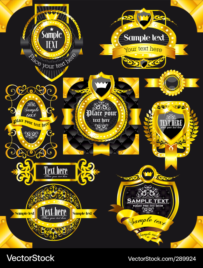 Royal Golden Labels on Black vector image