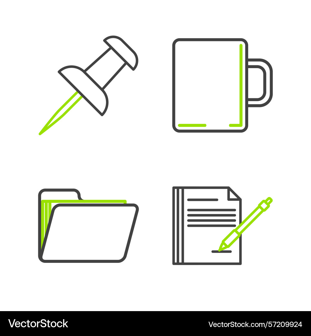 Set line blank notebook and pen document folder Set line blank notebook and pen document folder vector image