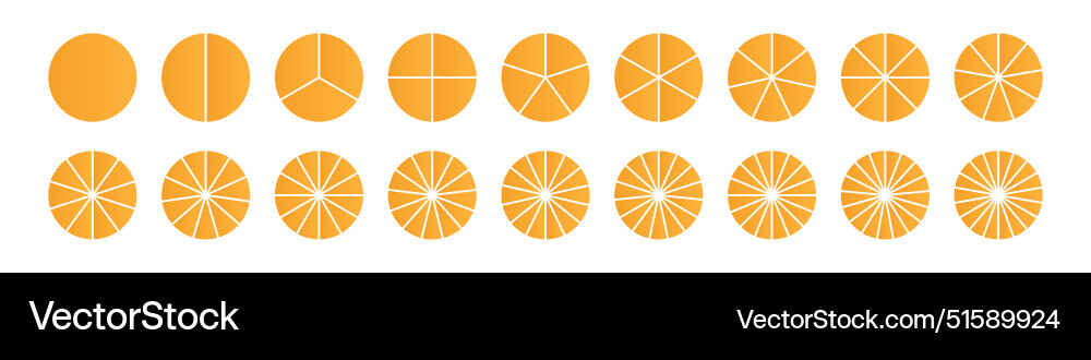 Stückdiagramm mit verschiedenen Segmenten in einem Kreis vektorbild