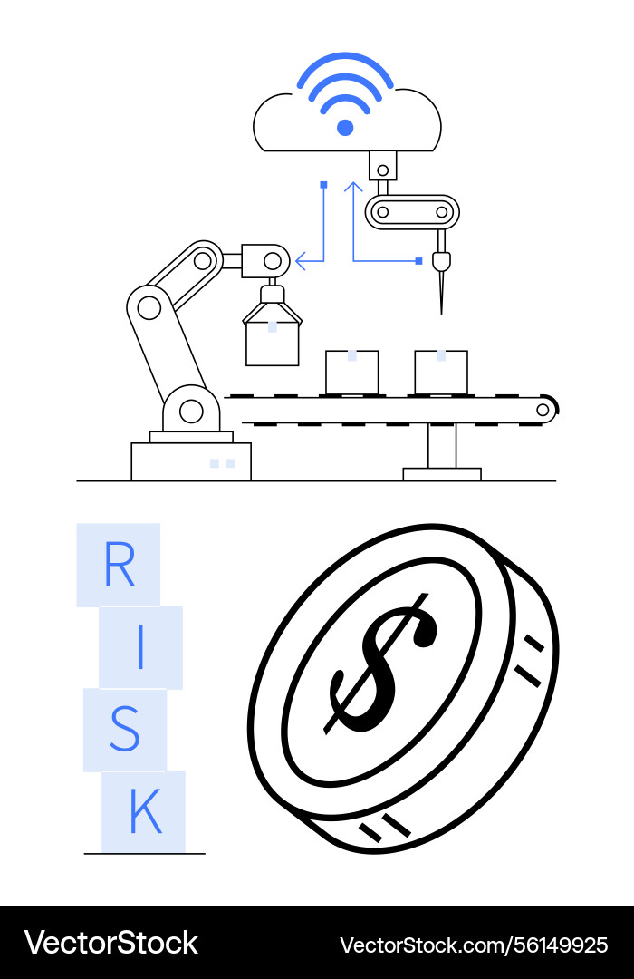 Automated manufacturing process with iot Automated manufacturing process with iot vector image