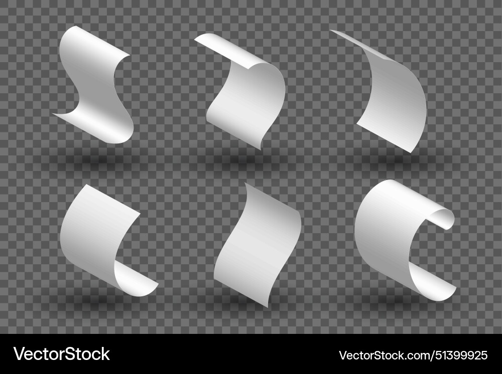 Collection of realistic empty page curl vector image