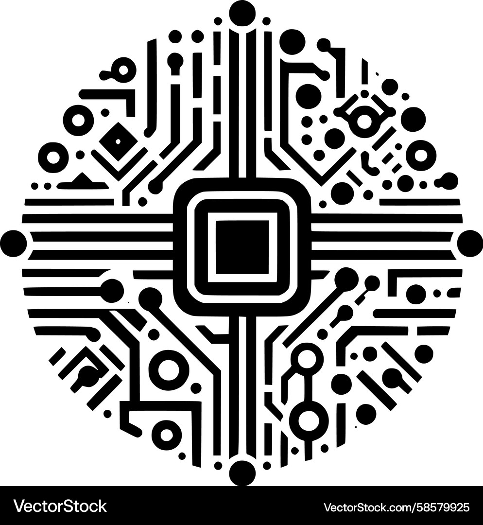 Connected Circuit Pattern Vector Image