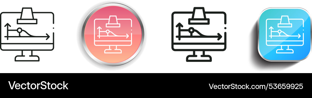 Downtrend icon thin linear regular and button Vector Image