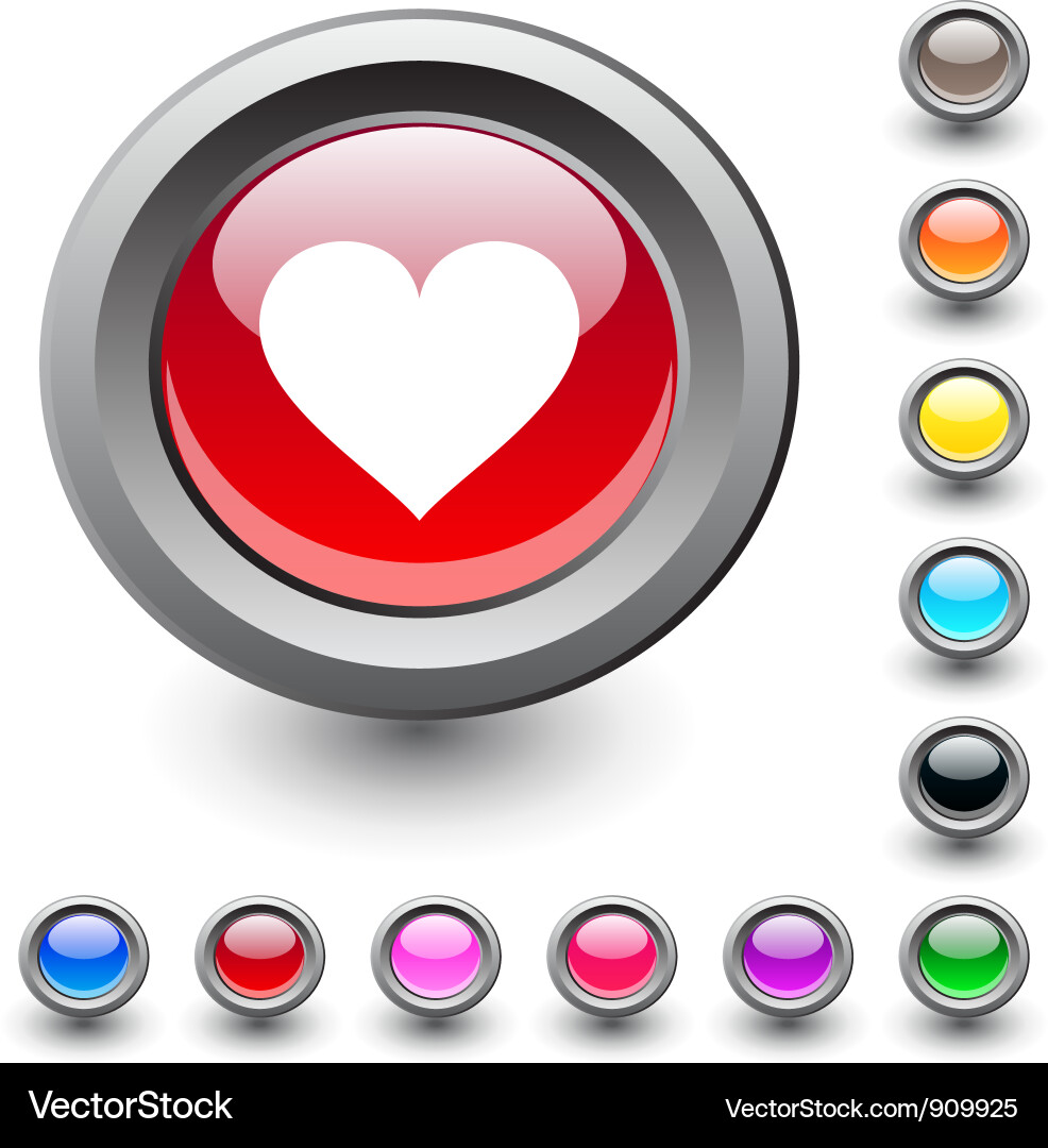 Heart round button Vector Image