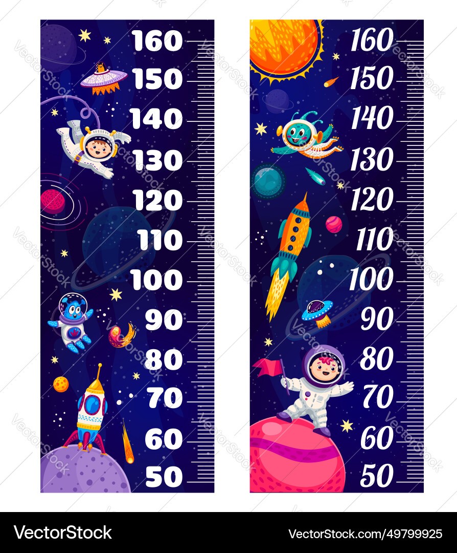 Kids height measure chart ruler galaxy planets Kids height measure chart ruler galaxy planets vector image