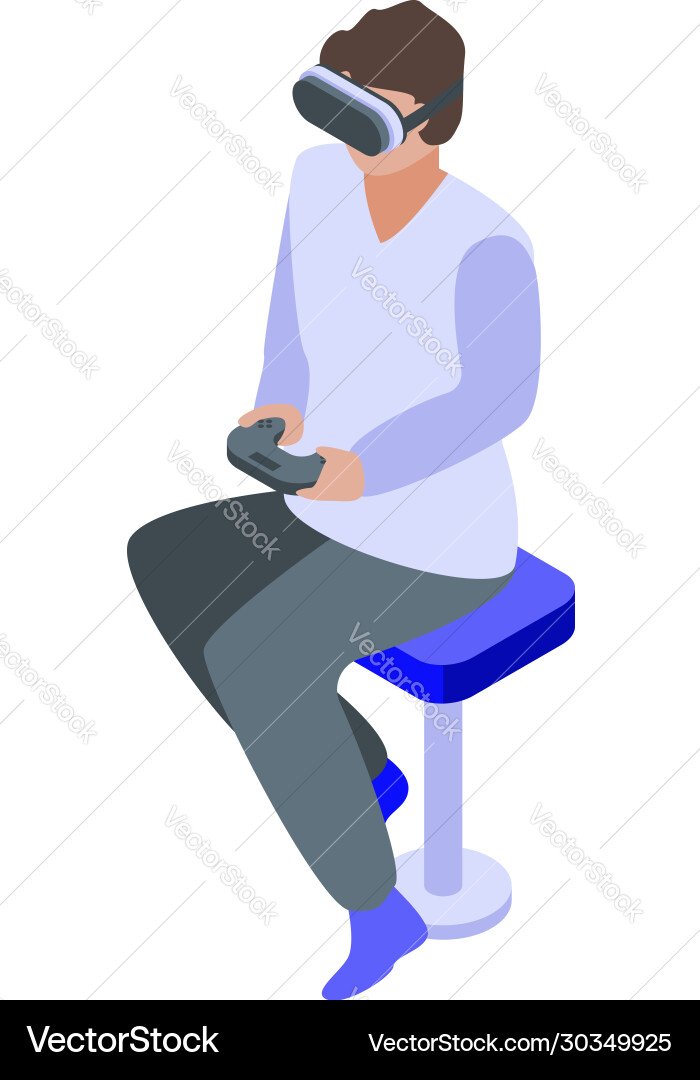 Man playing joystick icon isometric style Vector Image