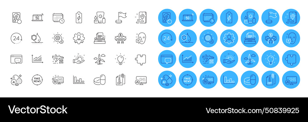 Milestone attached info and graph line icons pack Milestone attached info and graph line icons pack vector image