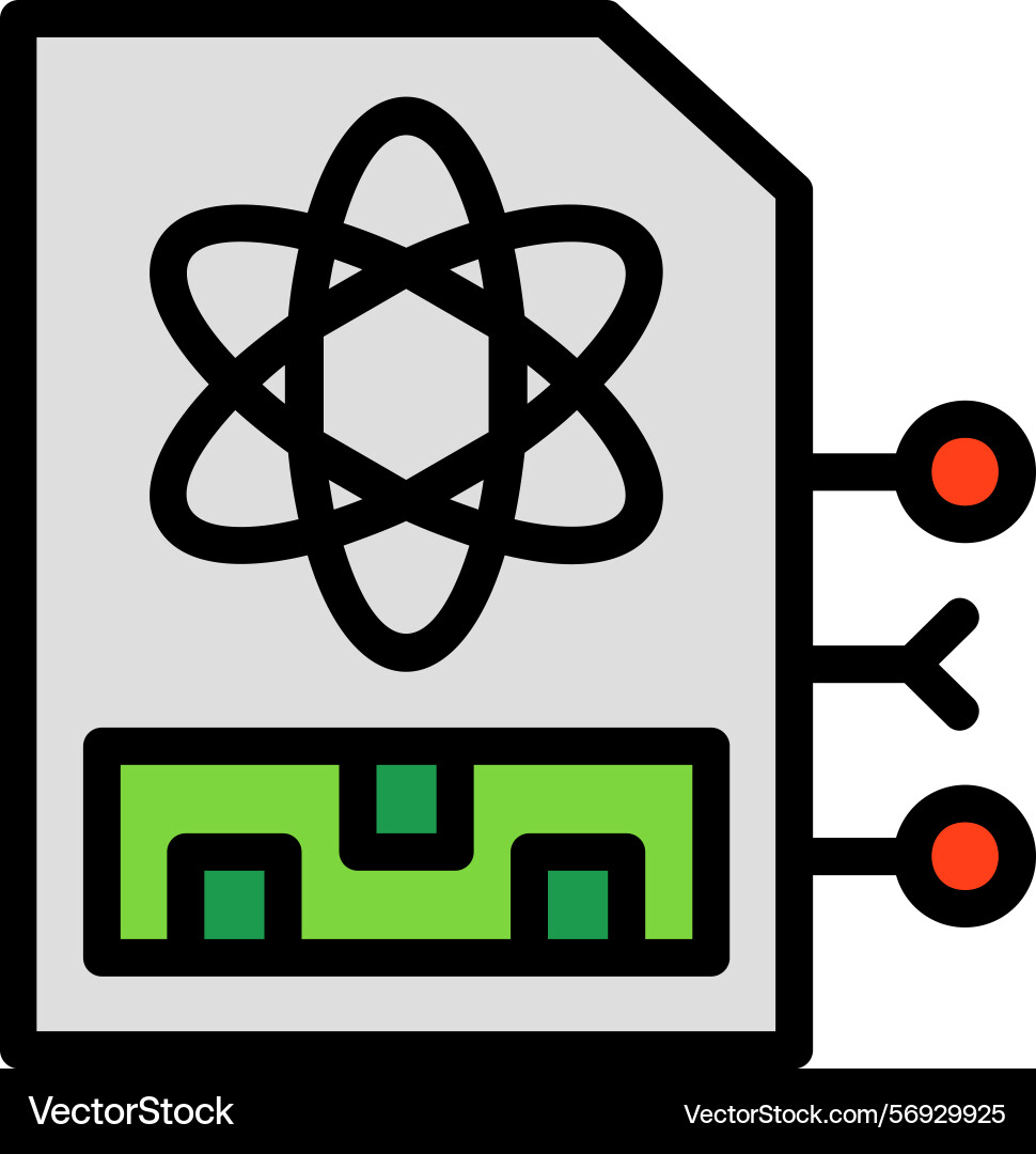 Quantum memory line filled style icon design vector image