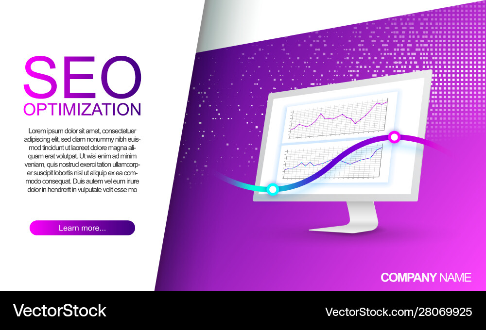 White computer monitor with traffic chart landing vector image