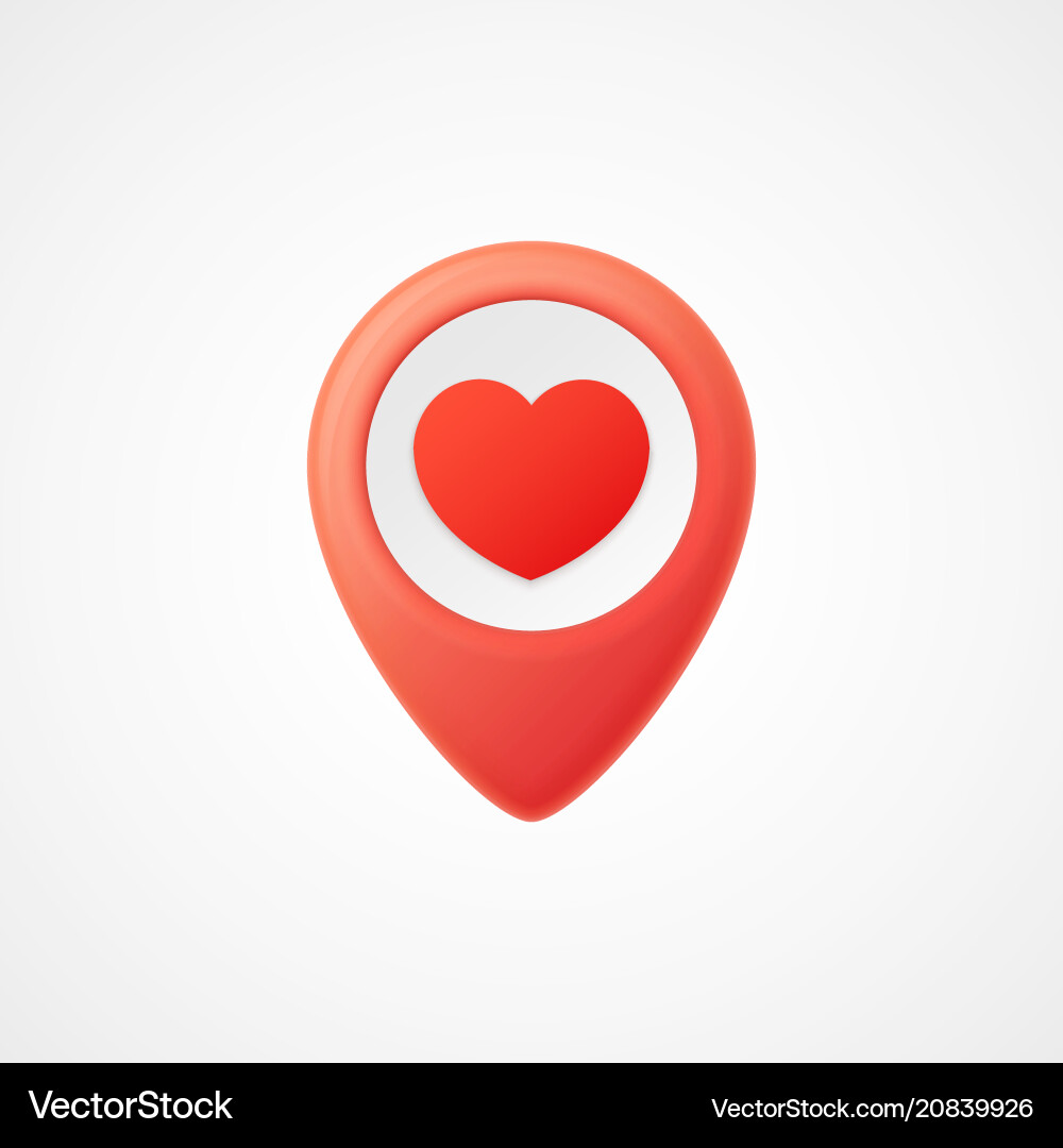 3D Map Pointer with Heart Marker vector image