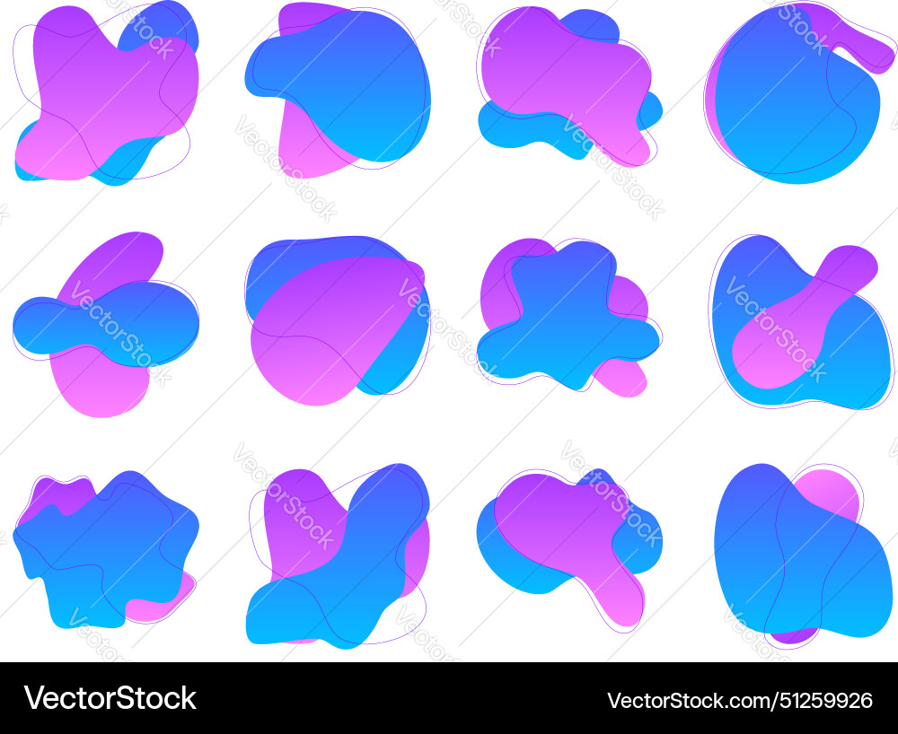 Blobs abstract fluid shapes color gradient Blobs abstract fluid shapes color gradient Vector Image