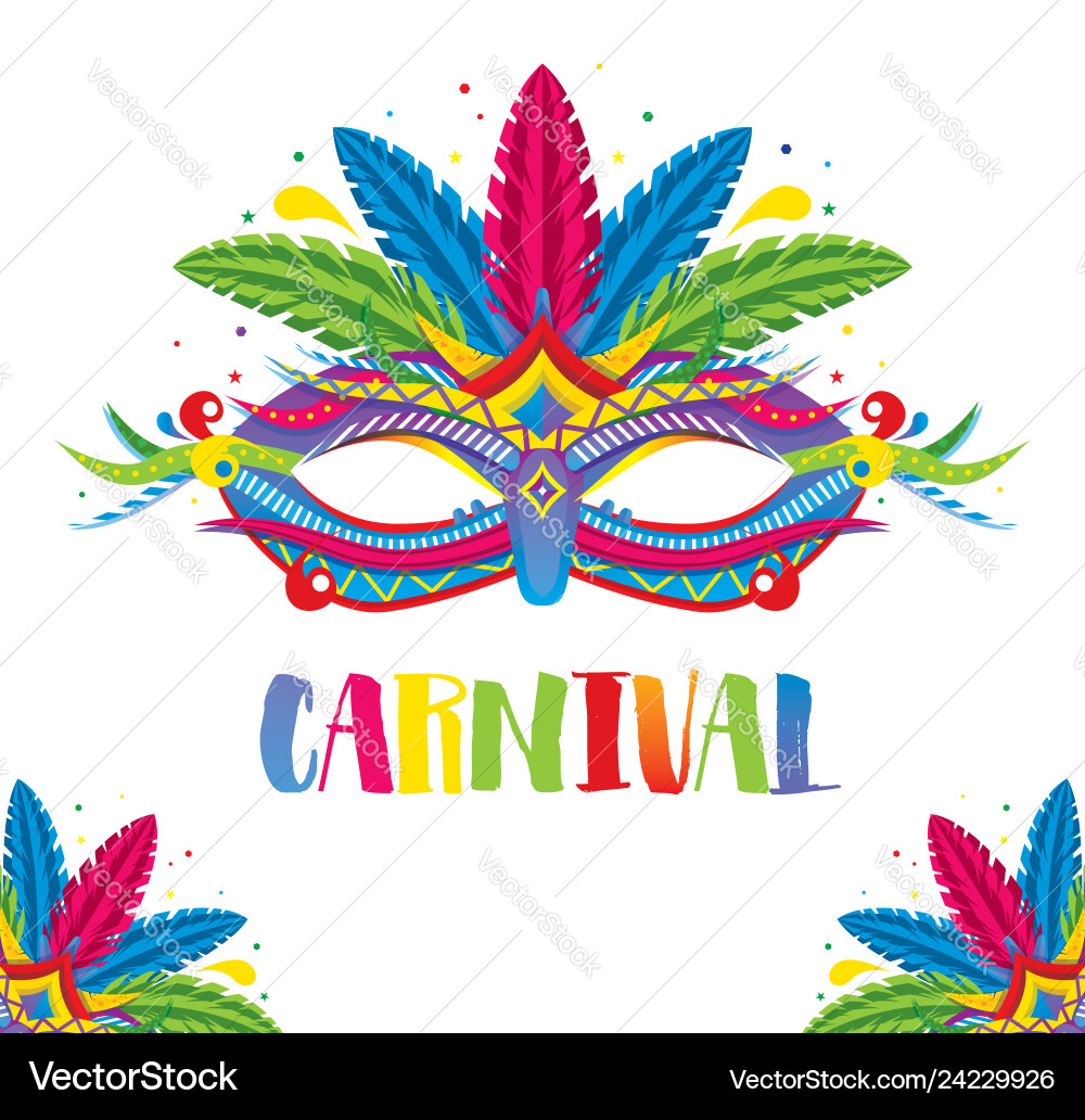 Carnival mask with feathers isolated on white Carnival mask with feathers isolated on white vector image