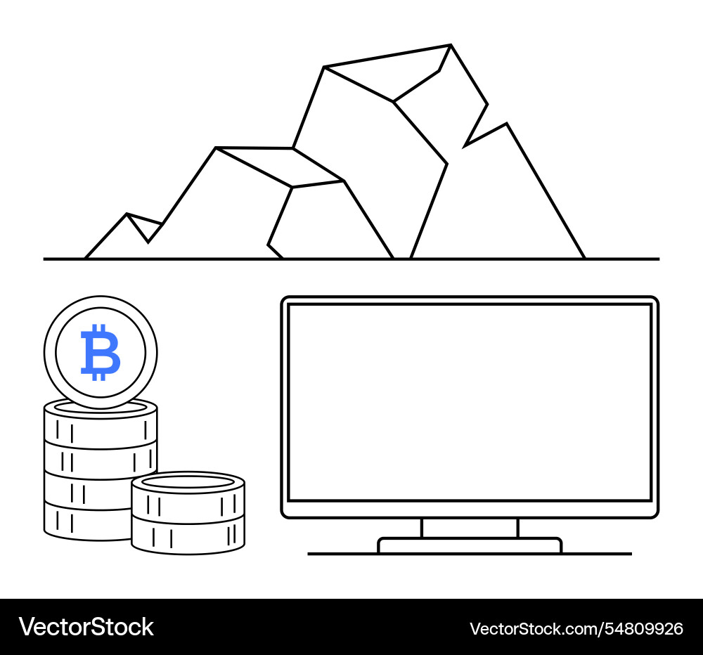 Cryptocurrency mining concept with stacked bitcoin Cryptocurrency mining concept with stacked bitcoin vector image