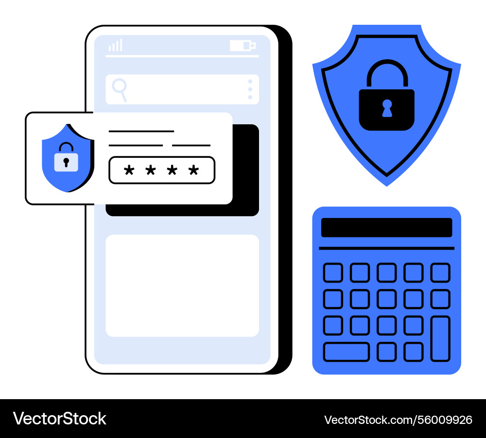 Digital security interface with password entry Digital security interface with password entry vector image