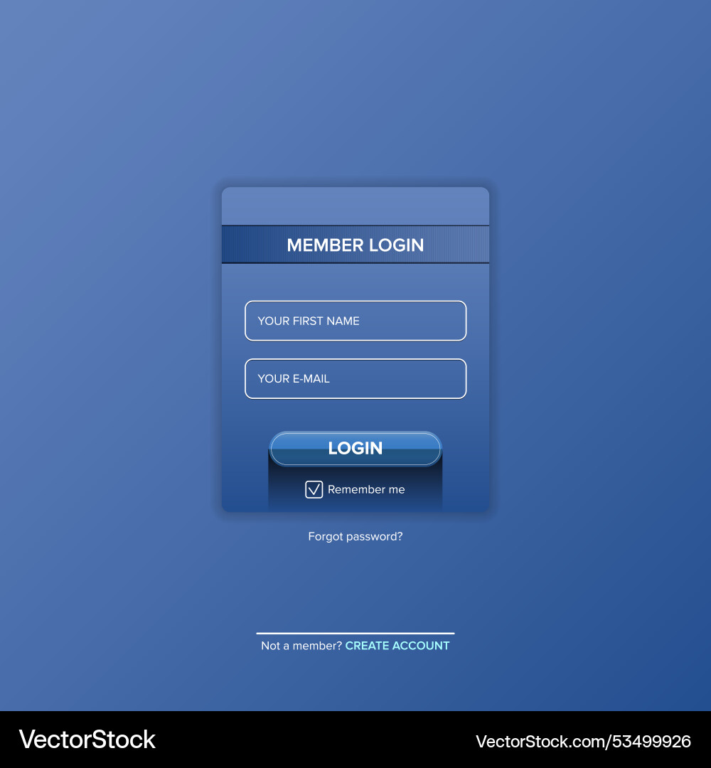 Login form web page design template or mock up Login form web page design template or mock up vector image