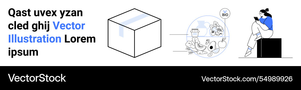Modern abstract design with cube and woman using vector image