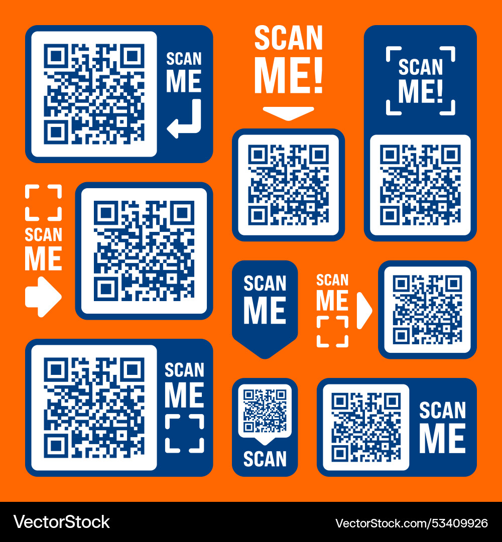 Scan me qr code sticker with text online payment Scan me qr code sticker with text online payment vector image