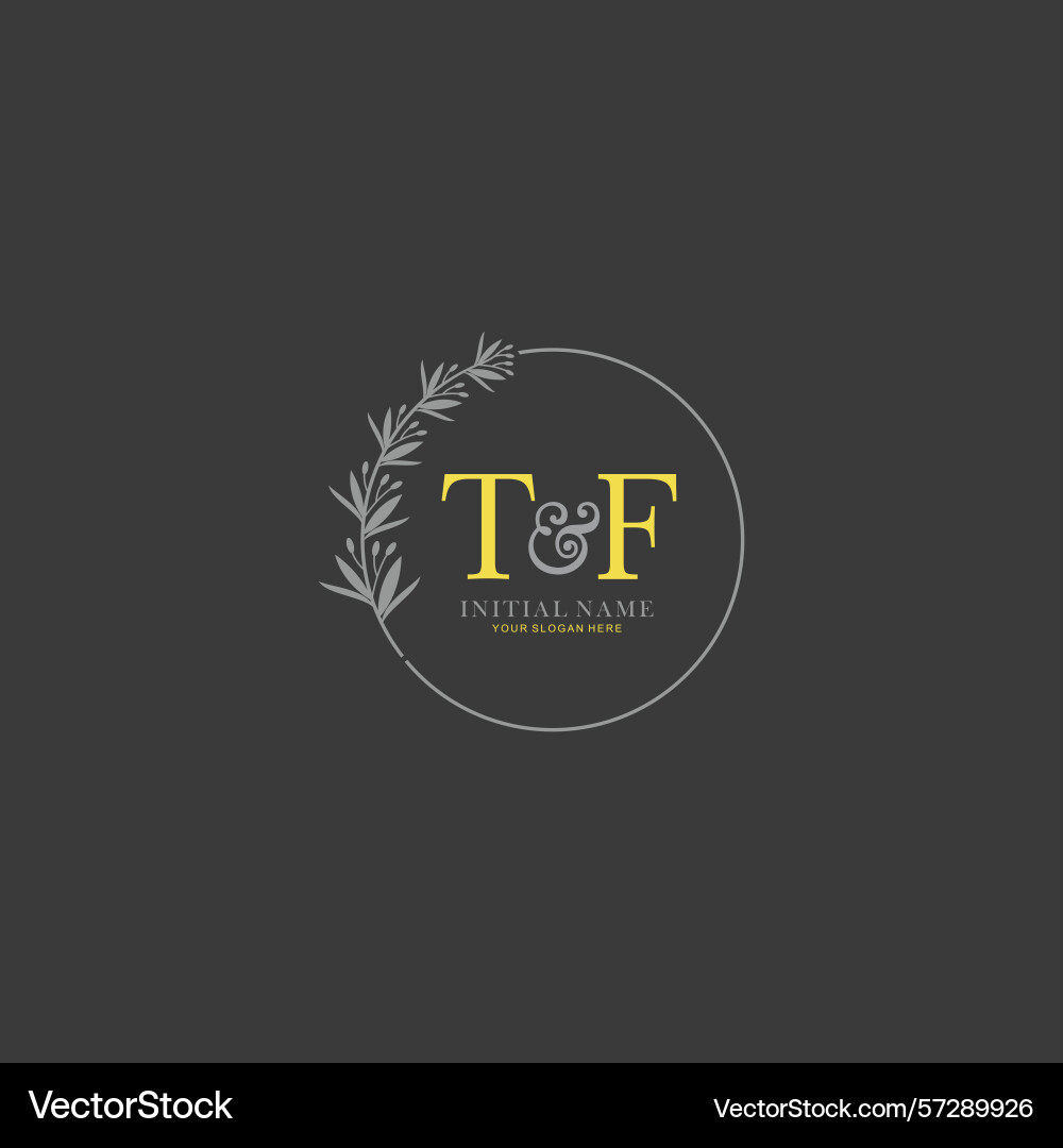 Tf initial logo templates with botanical elements Vector Image