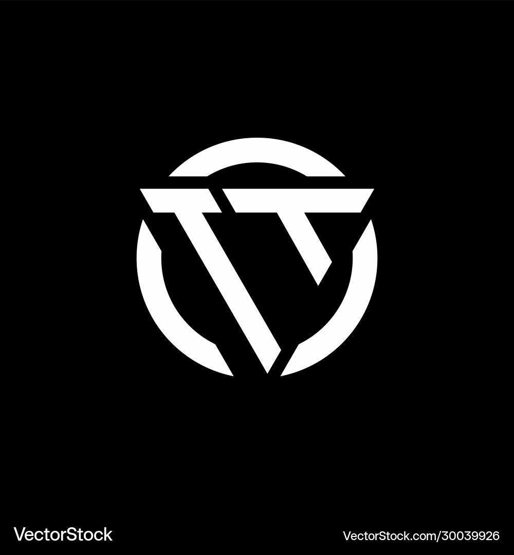 Tt logo with triangle shape and circle rounded vector image
