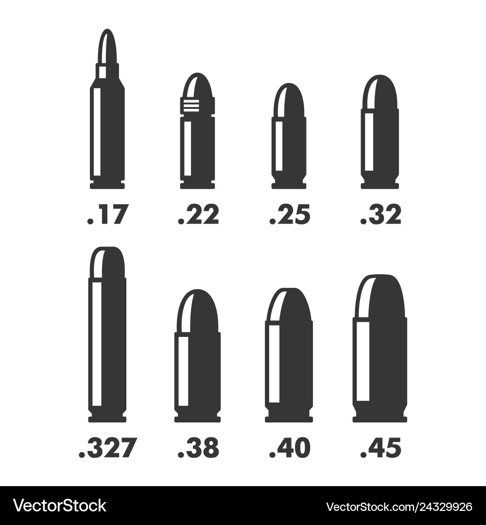 Weapon Caliber & Bullet Types Chart vector image