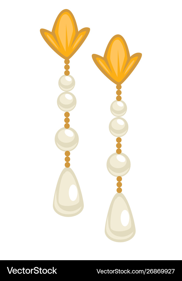 1950s style earrings female accessory with gold vector image