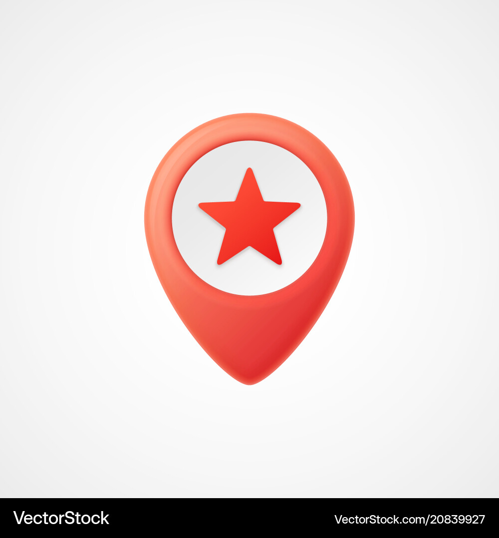 3D Map Pointer with Star Markers vector image