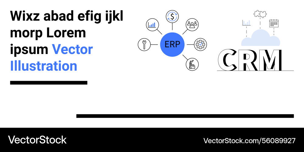 Erp and crm integration concept with cloud Erp and crm integration concept with cloud Vector Image