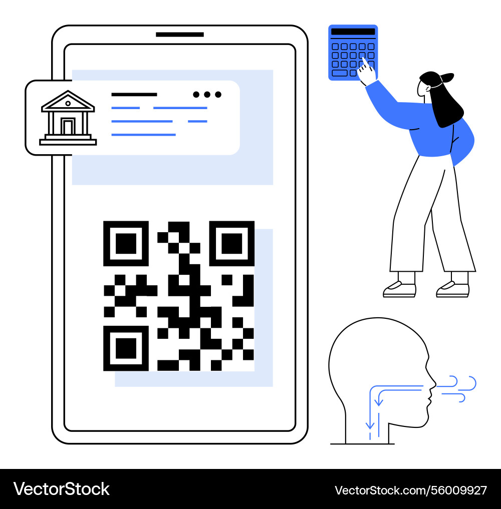 Mobile banking access with qr code calculation Mobile banking access with qr code calculation vector image
